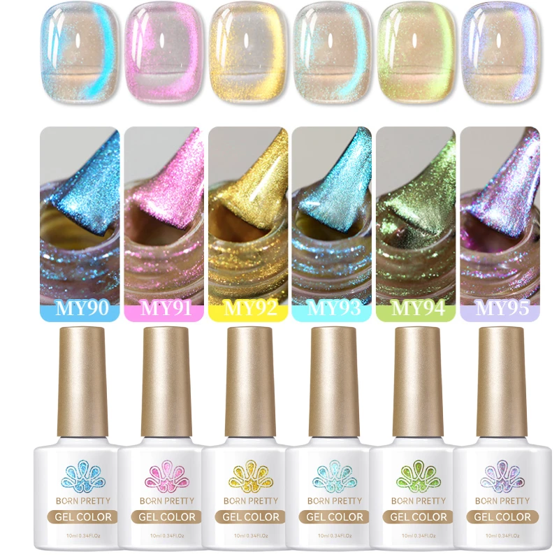 

BORN PRETTY 10ml Aurora Cat Magnetic Eye Gel Nail Polish Set Sparkling Shining Glitter Super Bright Soak Off UV LED Salon Varnis