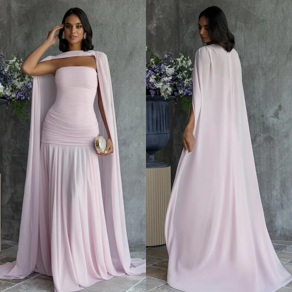 

Customized Chinese Style High Quality Chiffon Pleat Draped Straight Halter Long Dresses Bespoke Occasion Dresses Sizes Available