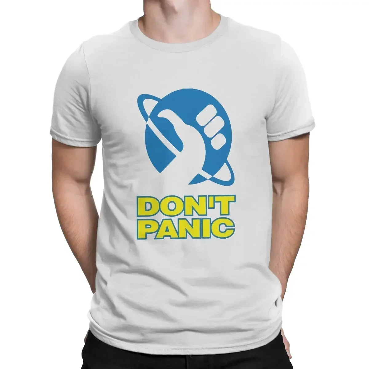 The Hitchhikers Guide To  Galaxy Film Leisure Polyester T Shirt Summer Stuff For Adult Don't Panic Blue Unique TShirt