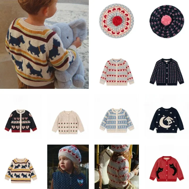 Children's Clothing 2026 Autumn Winter KS Kids Knitted Lace Collar Button-Up Cardigan – Boys Girls Sweater Coat Casual Outerwear