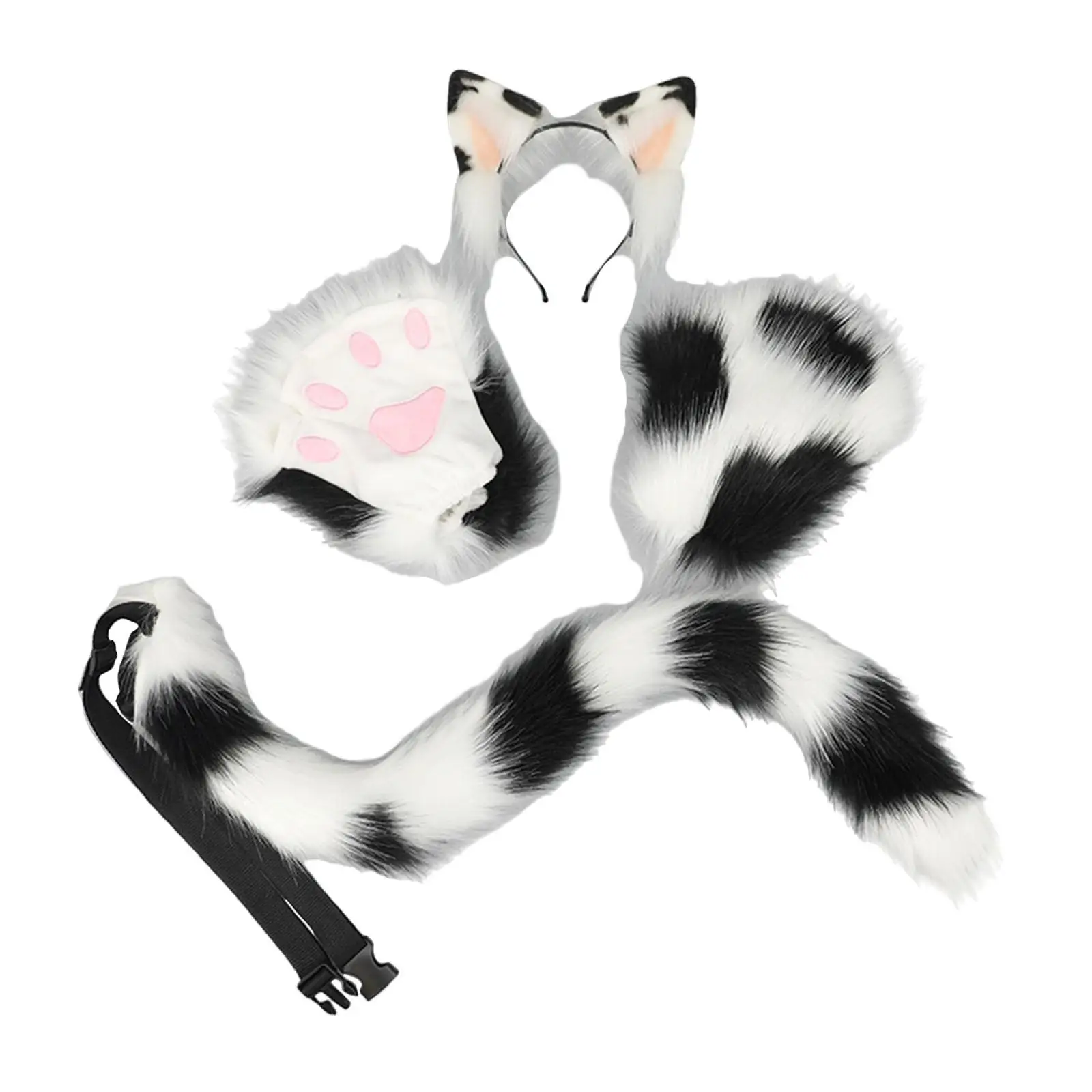 Cat Ears Tail and Paws Set Hair Accessories Headwear Party Decor Fancy Dress