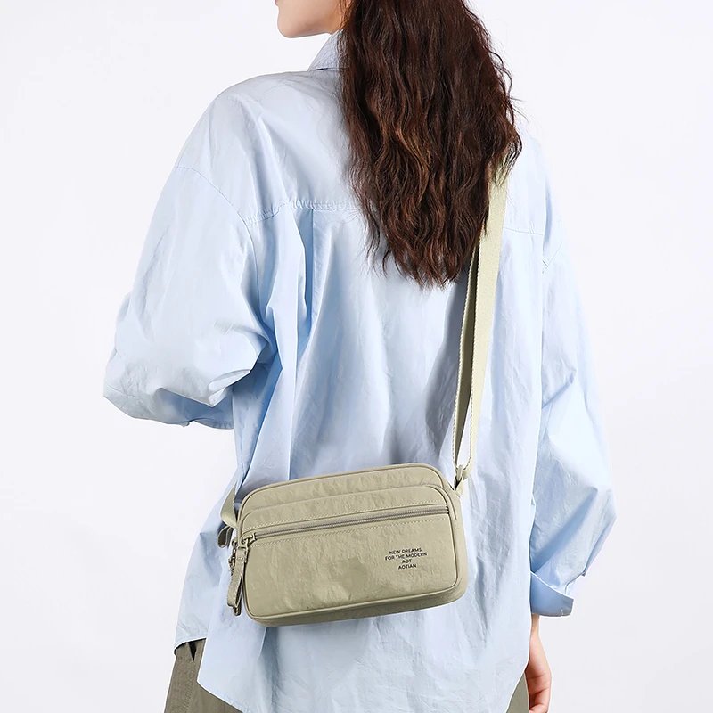 Leichte Damen-Umhängetasche aus Nylon mit mehreren Fächern, lässige Schultertasche für Alltag, Reisen und Einkäufe – Detail 13
