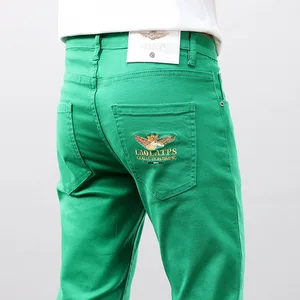 Herren gestickte Jeans, Streetwear -Mode schlank, rosa, grün, elastisch, Punkhose, Hip Hop, Mode 12 Hauptverkäufe Green Herren Jeans - №10