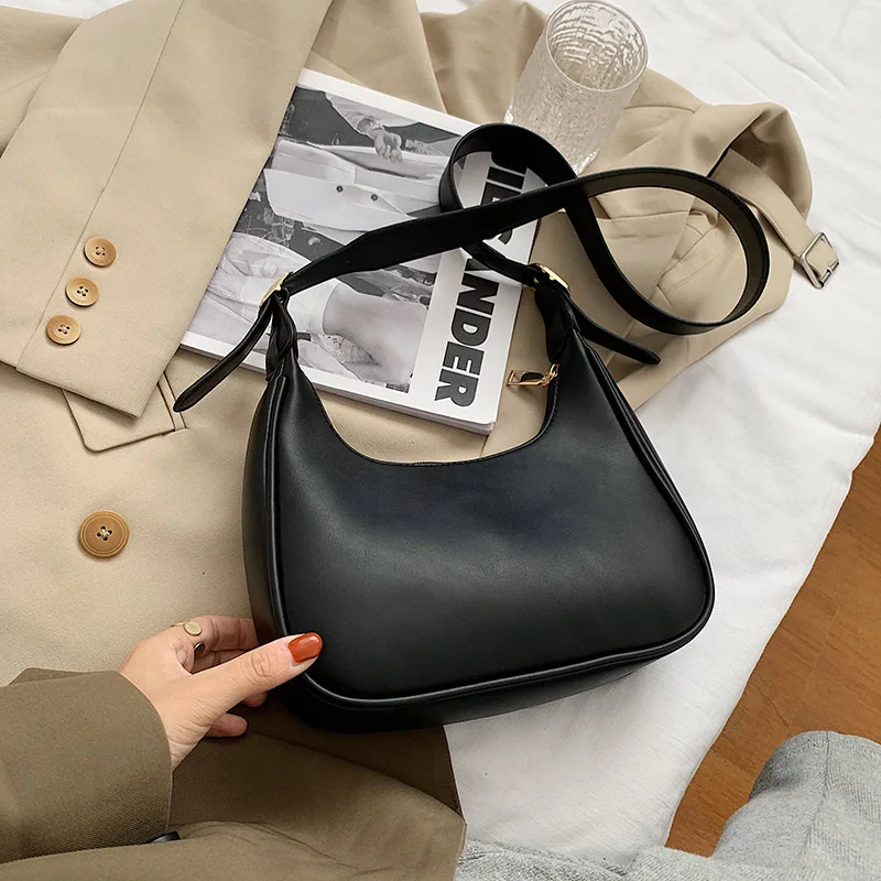 Simple Handbags For Women PU Leather Crossbody High Capacity Retro Shoulder Bag Luxury Designer Messenger Underarm Bag Female