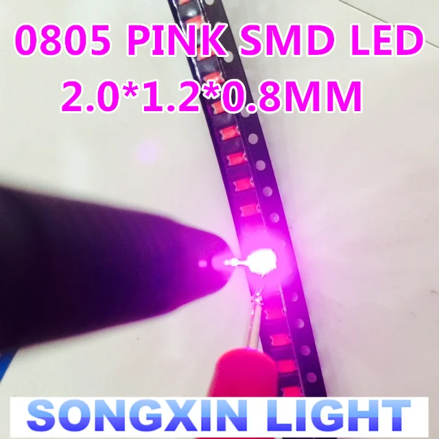 100 Stück 0805 SMD LED Pink 0805 (2012) SMD LED Emitting Diode Kit Lampenchip Lichtperlen