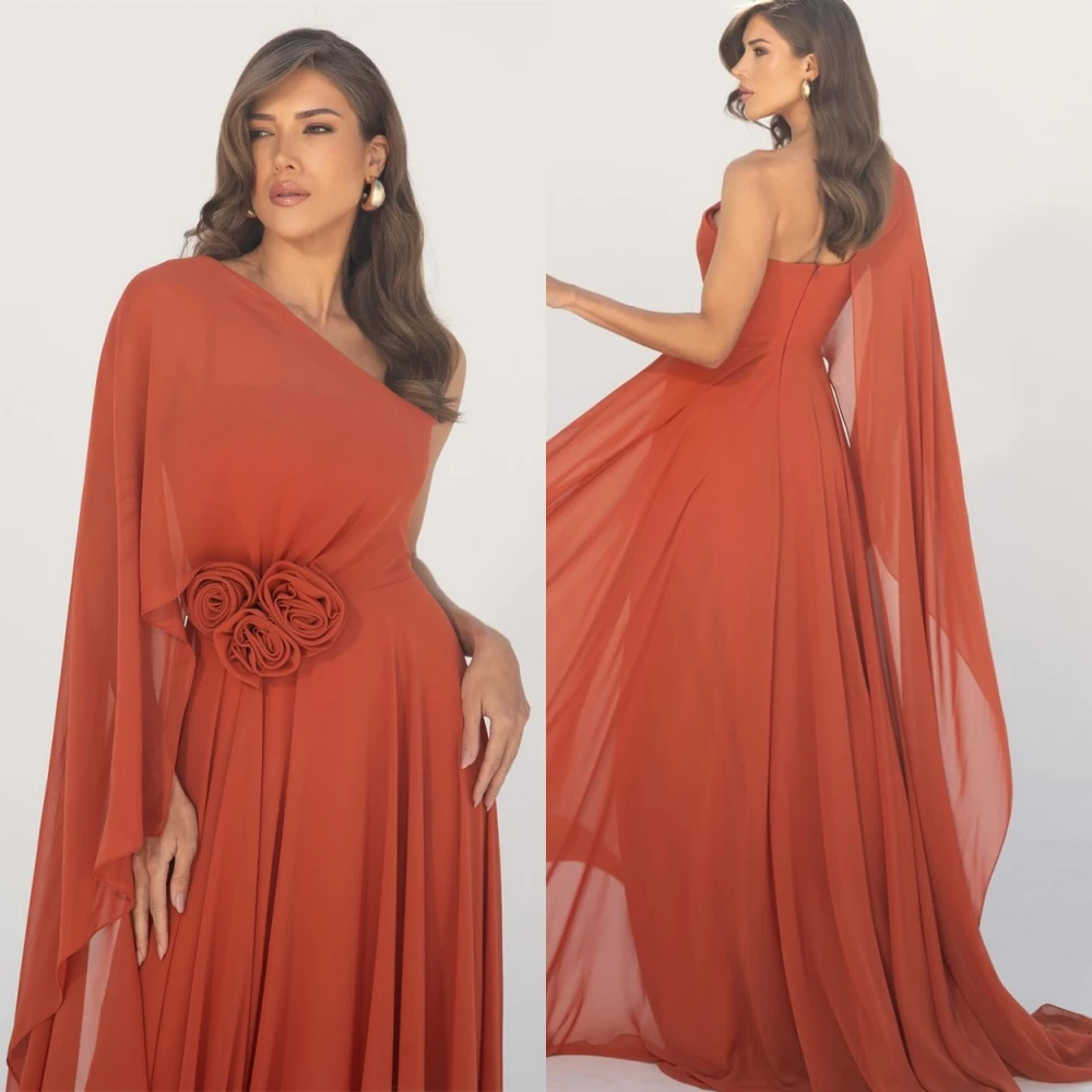 تخصيص الحديثة الشيفون واحد الكتف ألف خط مساء اللباس رشيقة الزهور فساتين حفلة موسيقية لينة فساتين المناسبات الخاصة