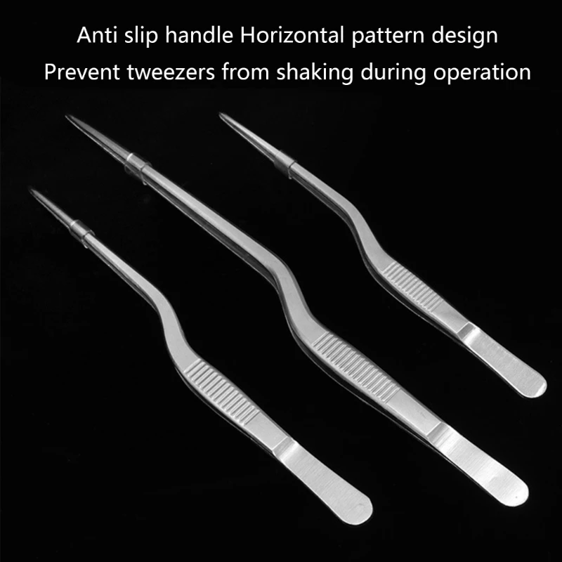 A2UD Professional Stainless Steel Medical Tweezers Ear-Pick Tool Bending Tweezers for Ear Cleaning and Care bend Tweezers