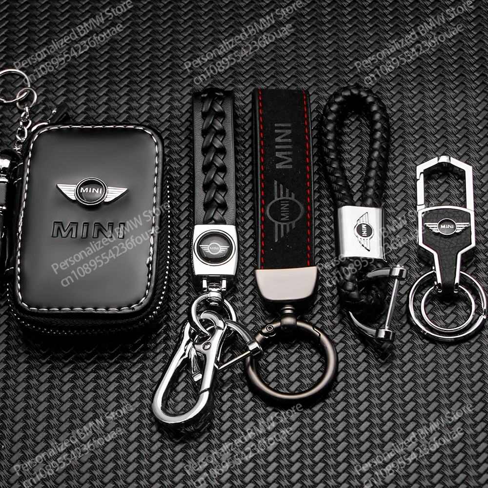 3D Metal/Leather Keychain Key Chain Key Ring For MINI Cooper One S JWC R55 R56 F56 R57 R58 R59 R60 Auto Accessories Car Styling