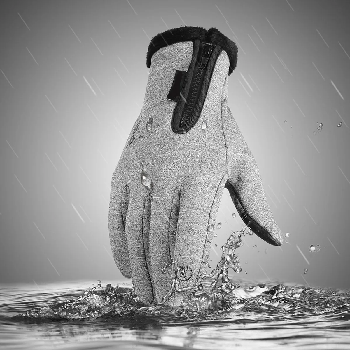 

Touch Screen Cycling Gloves Waterproof Warm Winter Gloves Size Xl Gray Outdoor Sports Running Climbing Windproof Breathable