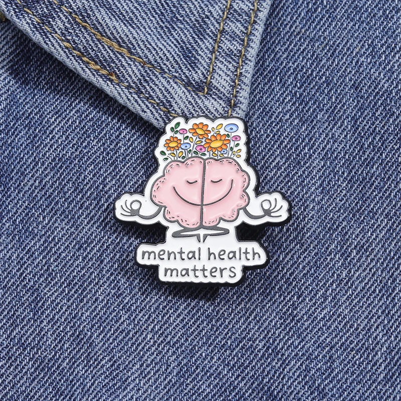 Mental Health Matters Brain Enamel Pin Brooch Pines Lapel Pins Badge on Backpack Clothes Accessories Fashion Jewelry Kids Gift