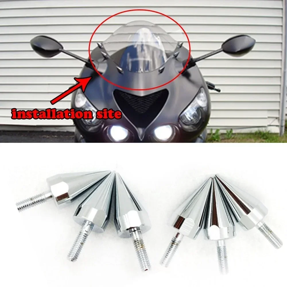 Aksesoris motor Universal Chrome baut Spike untuk Honda/Yamaha/Suzuki kaca depan fairing plat nomor