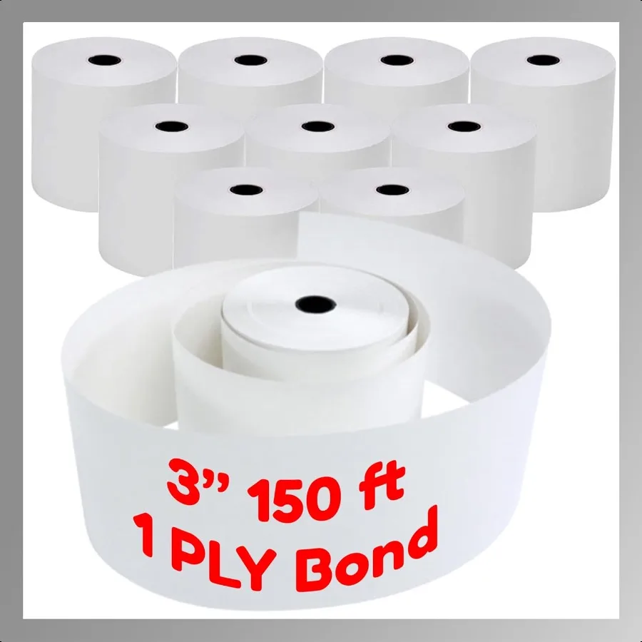 

3 x 150 футов, 1 слойная связь, 10 рулонов, белая бумага, кухонная кассовая система POS-чеков, совместимая с клевером Epson SNBC Star Sam4s