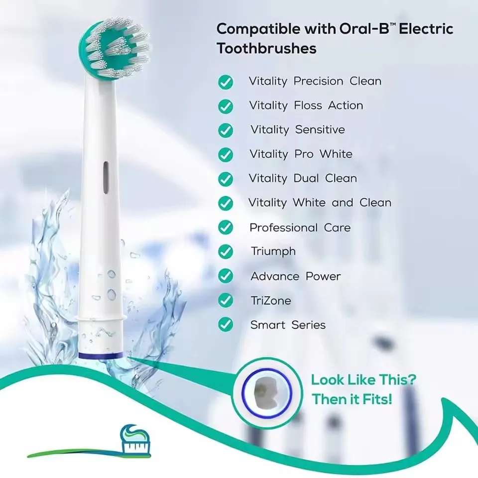 Kepala sikat gigi elektrik, kepala sikat gigi pengganti untuk OralB profesional Ortho & ujung daya kompatibel dengan ortodontik