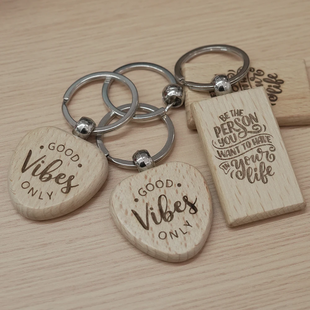 AlgoLaser الليزر بمناسبة النقش المواد عدة اختبار الليزر قطعة 1 قطعة سلسلة مفاتيح خشبية الحرف اليدوية شعار تصميم الخشب الرقائقي المفاتيح #3