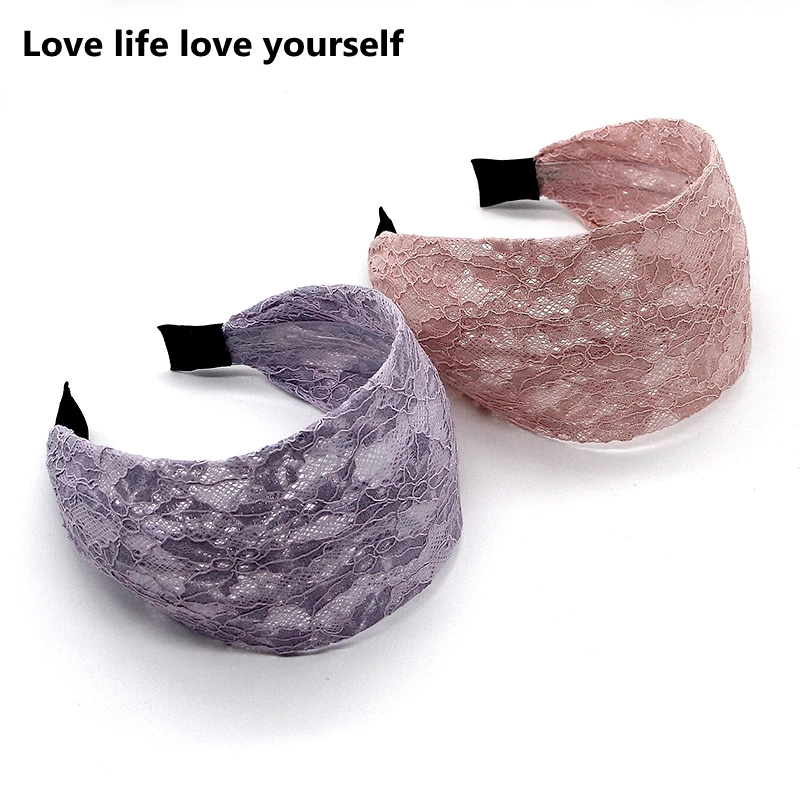 New Wide Women Hairband Solid Lace Turban Solid Elastic Hair Bands Hair Accessories Headband for Women Girls Headdress