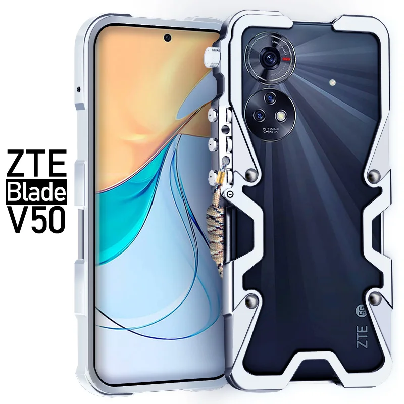 

Luxury Armor Metal Aluminum Phone Case Bumper For Zte Nubia Blade V50 Cover Mechanical Purely Handmade Skull Case