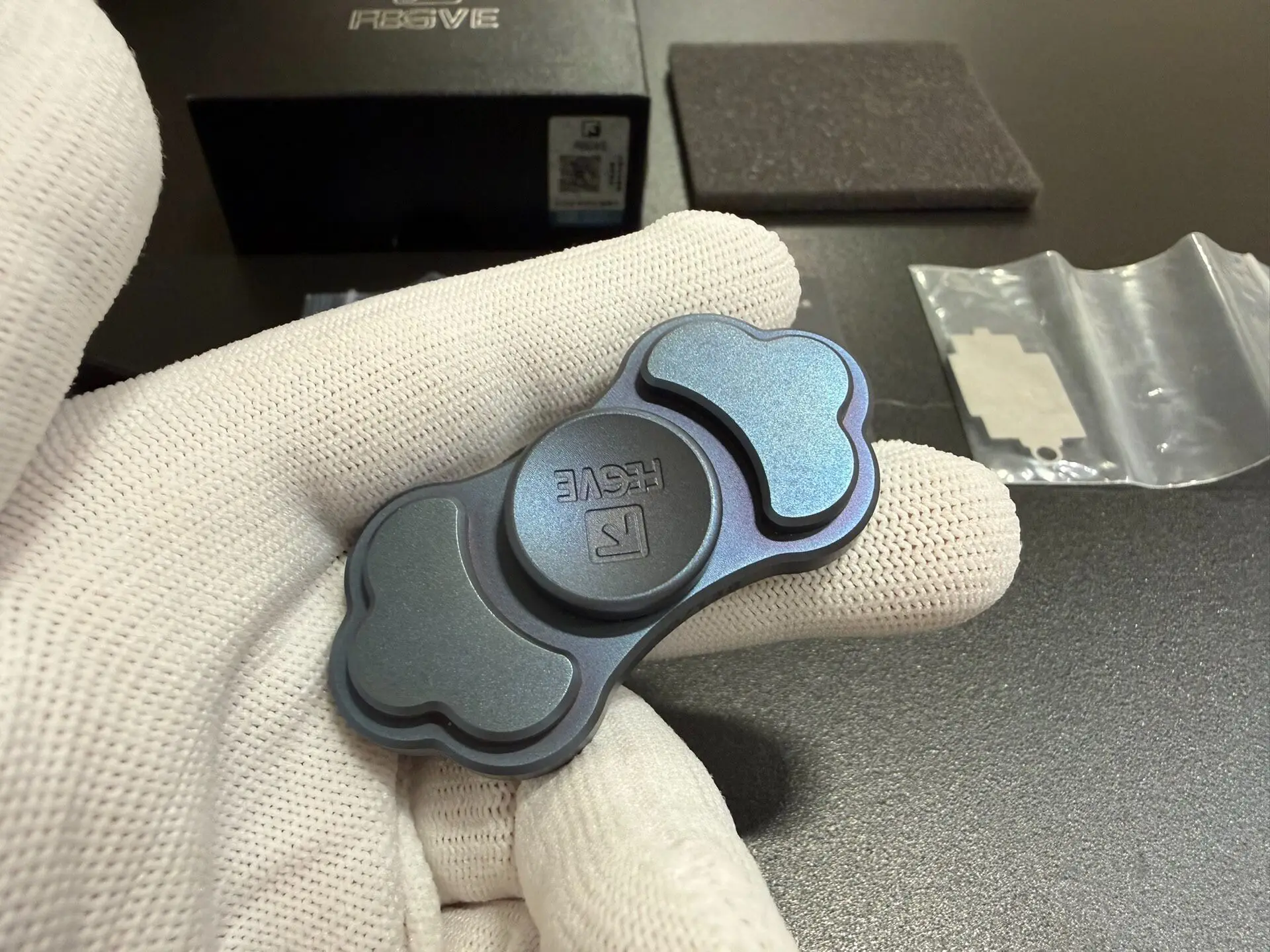 Used EDC Fegve, Ruyi Baked Blue, Fingertip Spiral, Limited Edition Titanium EDC