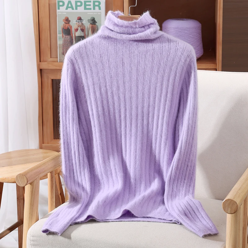 2025 New Mink Fur Sweater Women's Base Knitted Sweater Loose And Slimming Autumn And Winter Versatile Western-Style Pullover Top