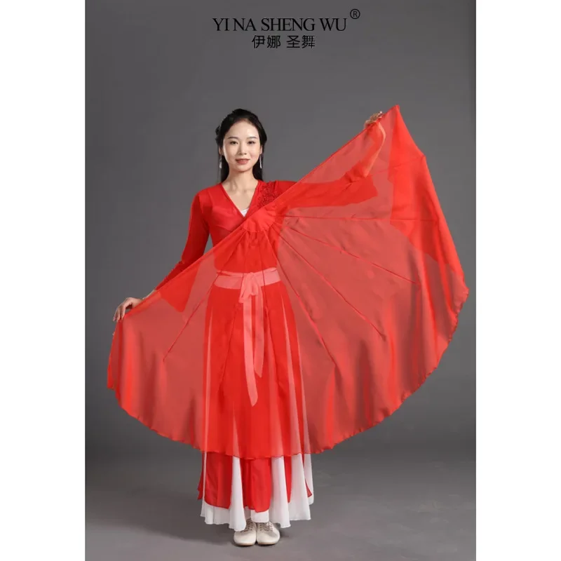 빅 사이즈 팬 베일 부드러운 쉬폰 원단 그라데이션 플로위 오픈 댄스 소품 유연한 손잡이 라운드 원형 성인 쇼 의상 신상품