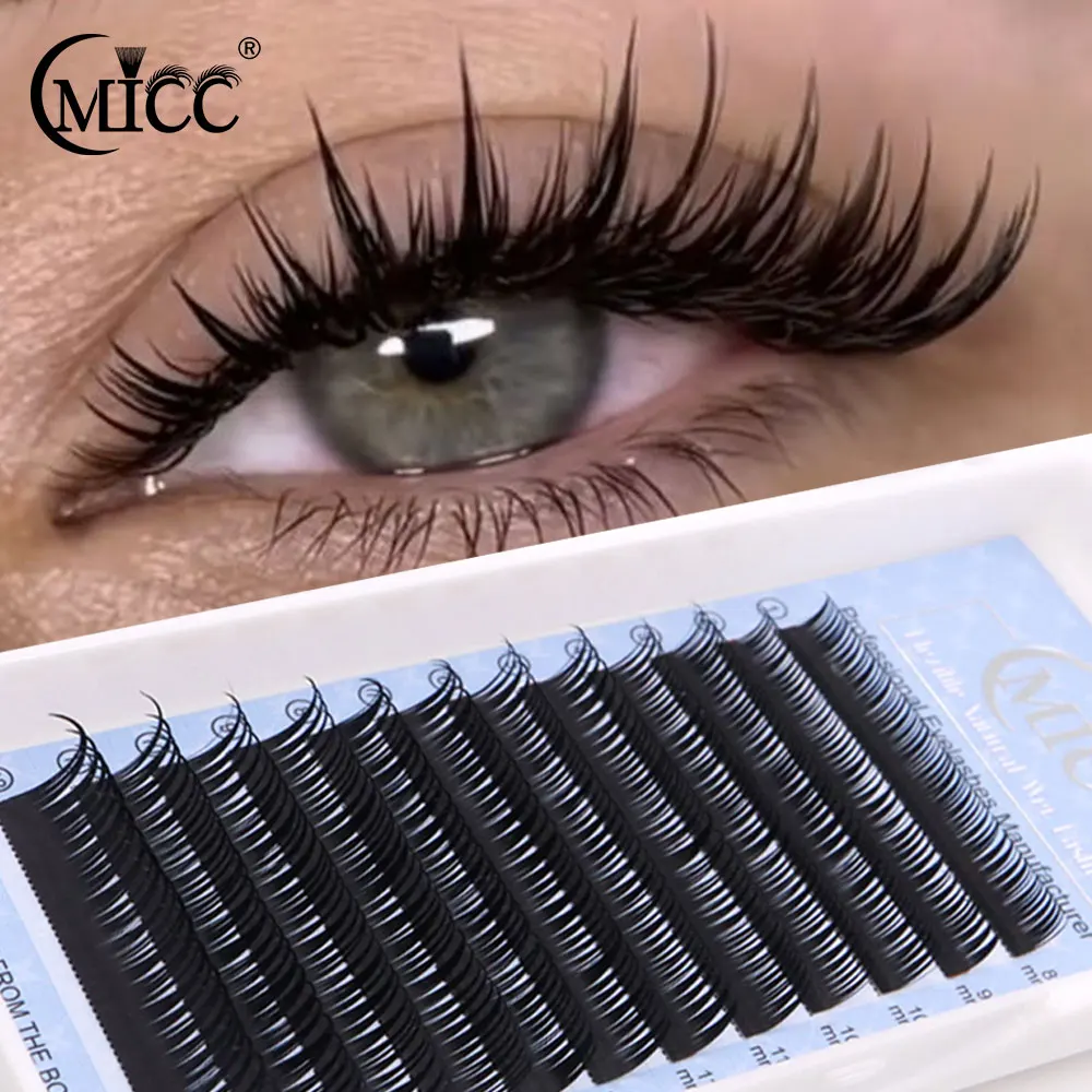 12Rows Wet Look Manga Lash Spiky Anime Lash Extensions Fairy Style Individual Cluster Korean Makeup False Eyelashes Devil Lashes