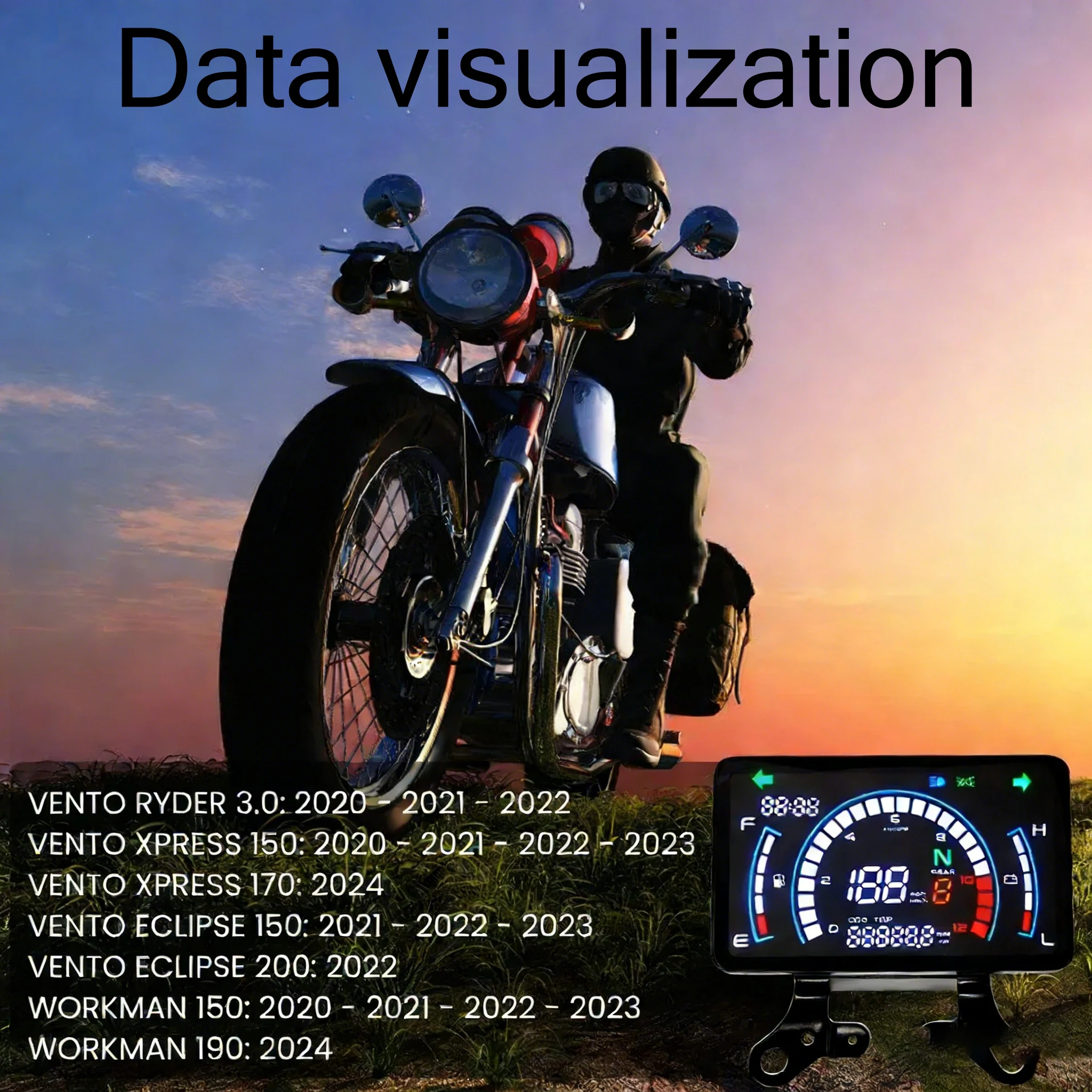 Voor Vento Ryder 150 XPRESS 150 170 ECLIPSE 150 200 Motorfiets LCD Digitale Snelheidsmeter Dashboard Instrument Toerenteller Kilometerteller