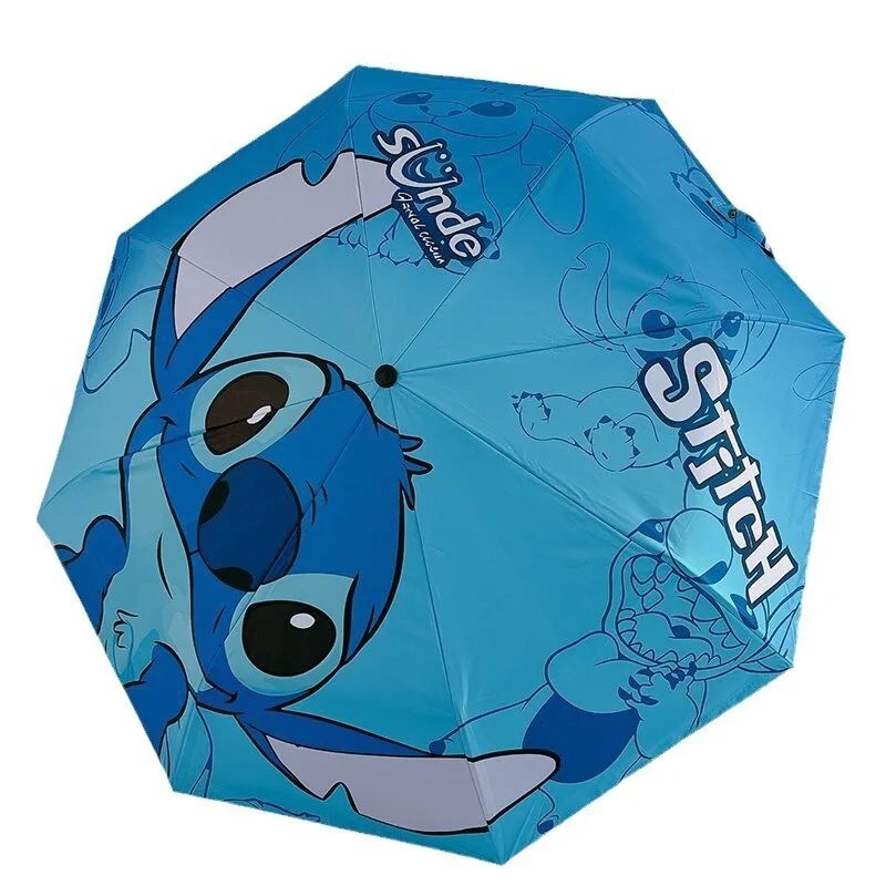 Disney The Stitch sombrilla de dibujos animados Lilo Stitch paraguas protección UV 3 pliegues sombrilla portátil para niños y niñas regalos