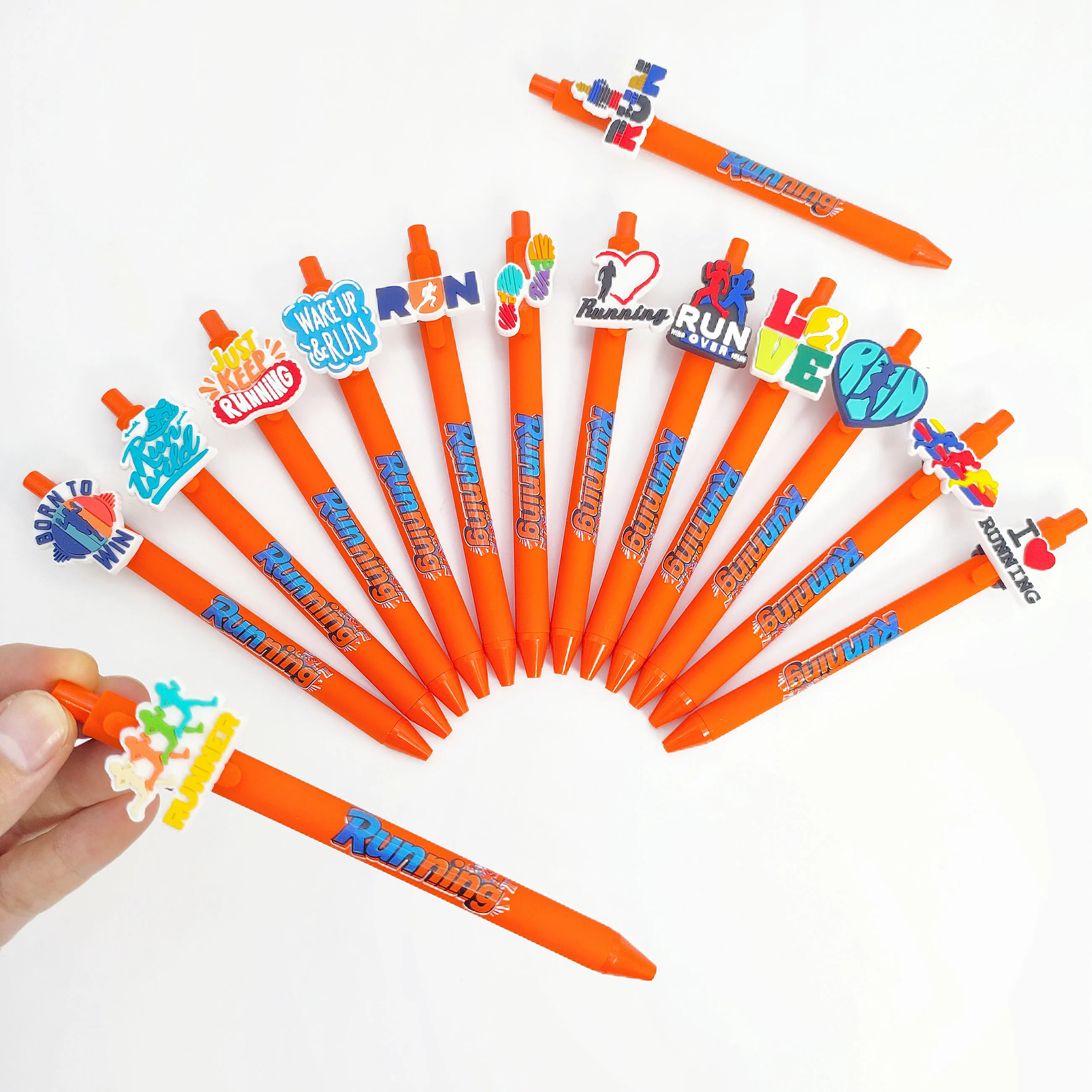 15/20 قطعة قلم حبر جاف رياضي للجري باللون البرتقالي، قرطاسية كتابة للطلاب مناسبة للأنشطة المكتبية وما إلى ذلك.