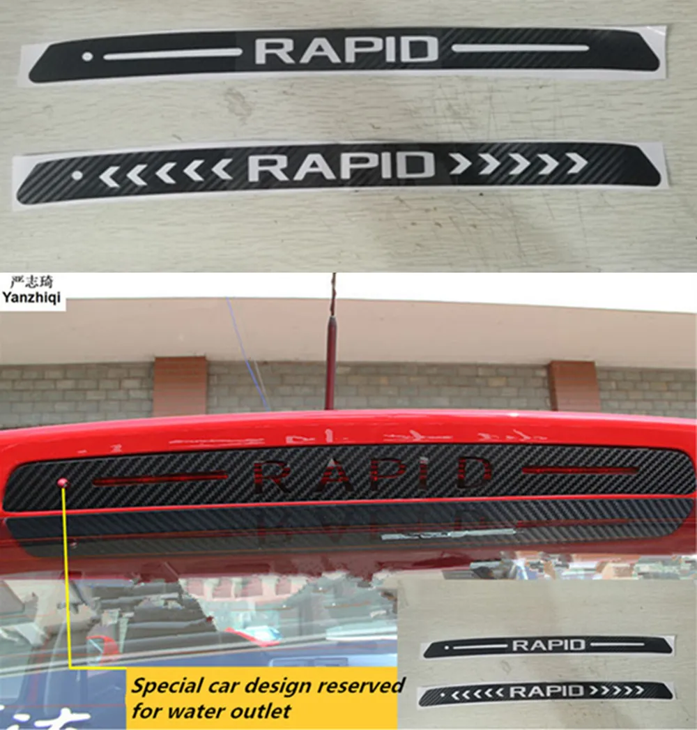 1Pc Carbon Fiber Sticker Of Decals High Mounted Stop Brake Lamp Light Car Styling Case Car Accessories for 2013-2018 SKODA RAPID