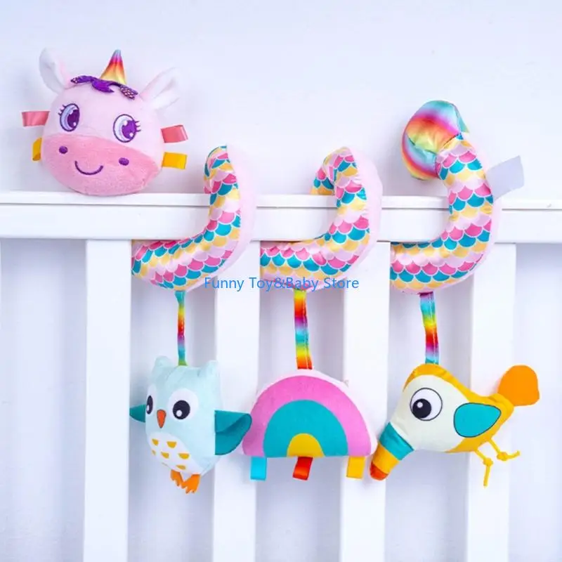 Vibrant Crib Toy With Soft Plush Textures And Gentle Rattle Sounds For Newborns Baby Bed Sensory Development And Calming C90B