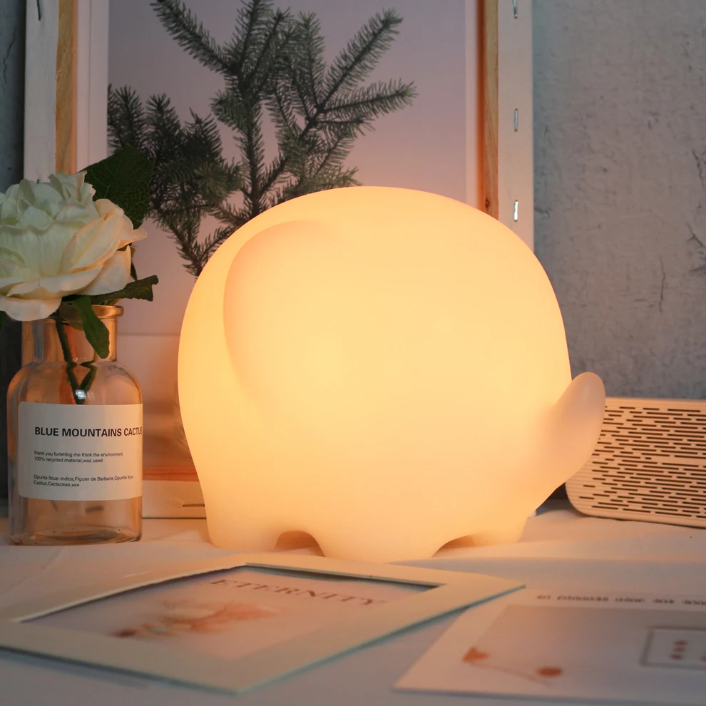 Smart Life Tuya App Controle Remoto RGB Night Light, Lâmpada de Mesa Regulável Elefante dos Desenhos Animados, Presente de Natal, Funciona com o Google Home, Alexa