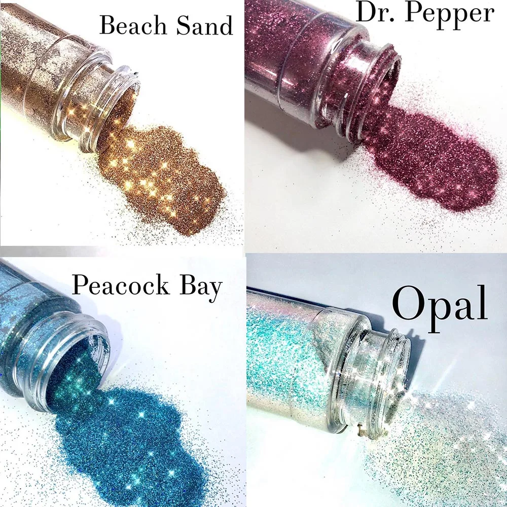 30ml Super Shiny Holo-Regenbogen Nagel Glitter Pulver (0,2mm) feine Dazzling Nagel Pigment Staub 1/128 Pixie/Opal Bunte Nagel Pulver