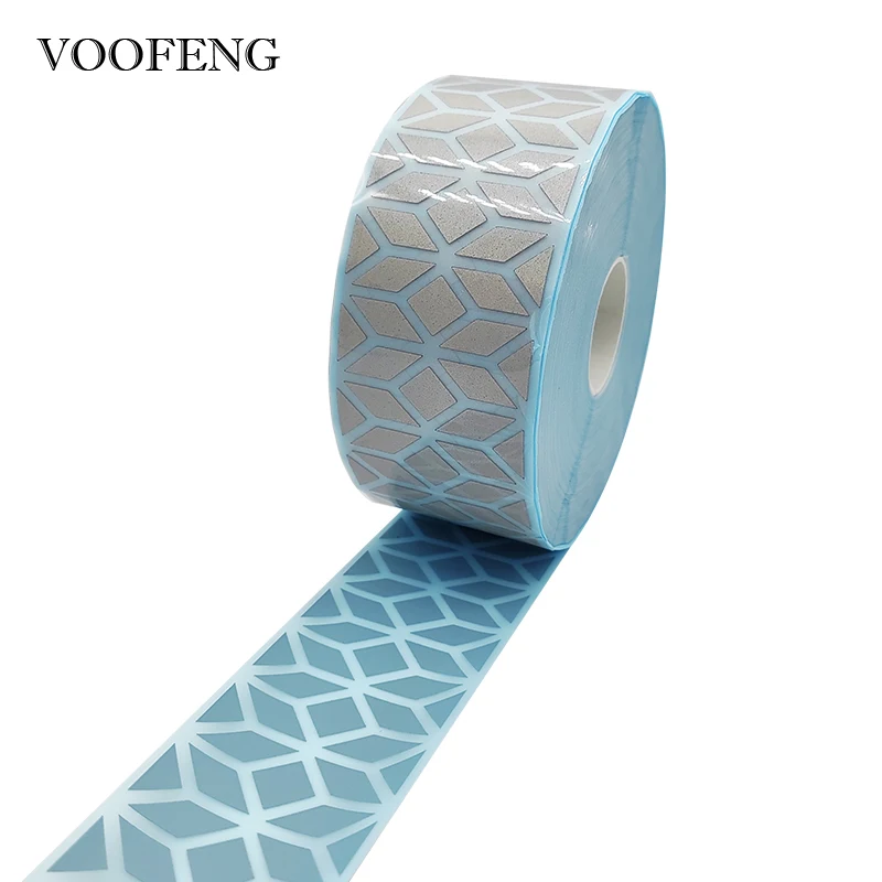 VOOFENG Geometry High Silver Reflective Heat Transfer Film Vinyl Iron on Clothes T-Shirt Reflector Safety Warning Mark