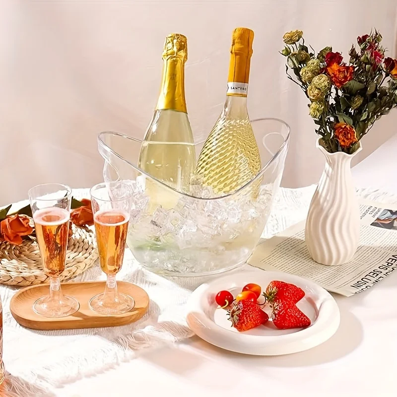 1/2 قطعة دلو ثلج أكريليك أنيق - شفاف، مثالي لتبريد المشروبات مثل الشمبانيا والنبيذ والبيرة والصودا #2