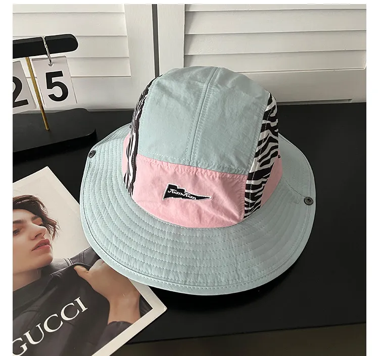 Koreanische Mode: Schnelltrocknender Leoparden-Bucket Hat für Damen und Herren – Sommer-Reise-Sonnenschutz mit Kordelzug und Joker-Personality-Design – Detail 7