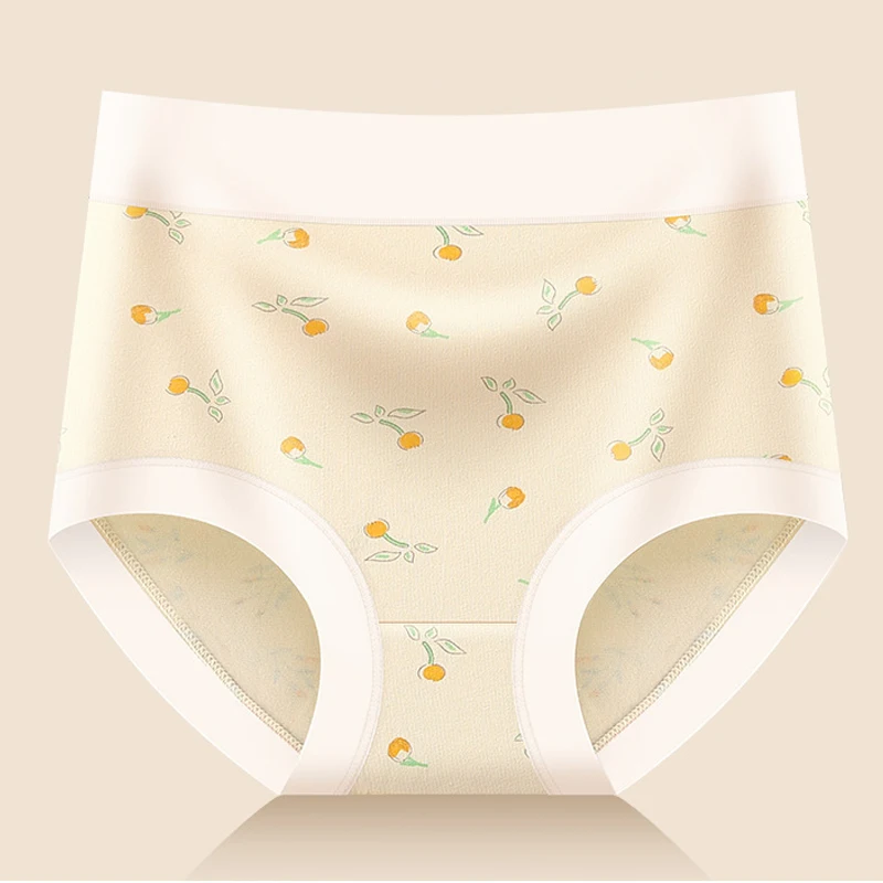 3 قطعة القطن الخالص عالية الخصر النساء زهرة طباعة سراويل سيدة سلس الملابس الداخلية تنفس Underpant حجم كبير اللباس الداخلي الإناث موجز #4