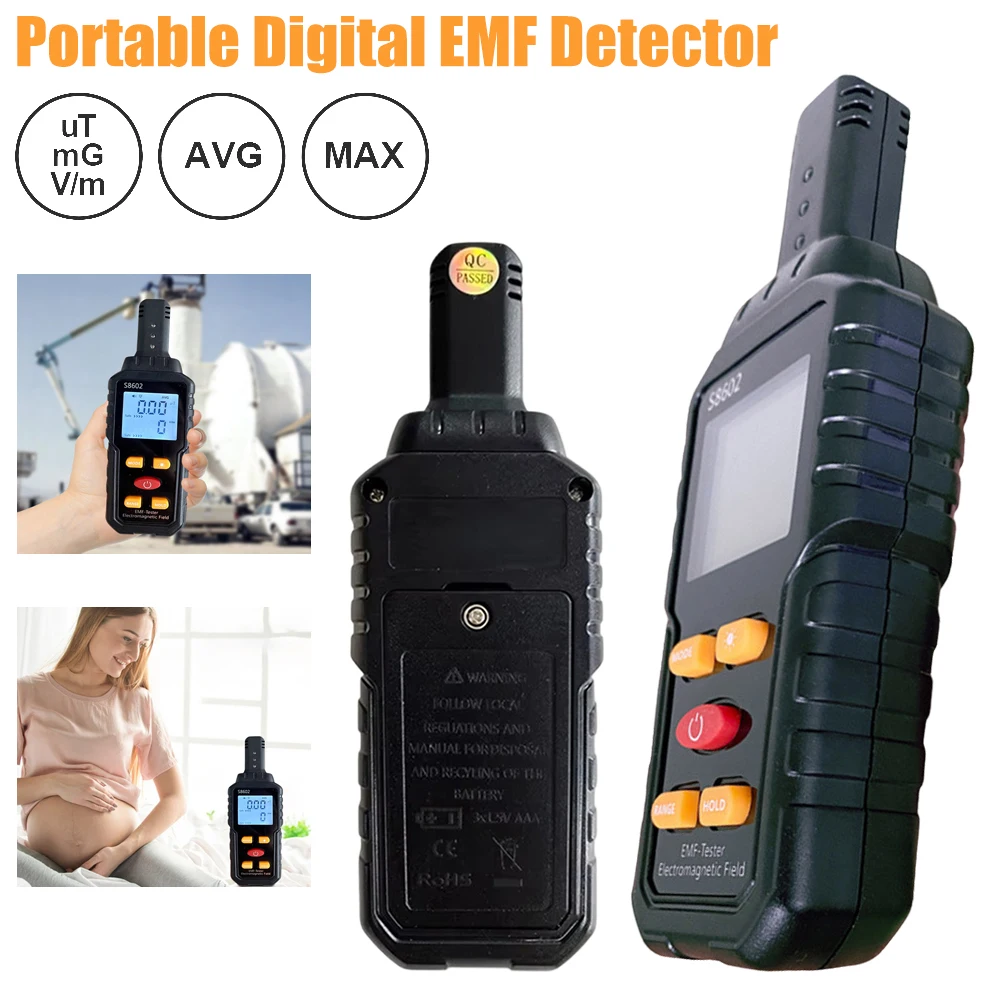 Digitaler EMF-Detektor für elektrische Felder, magnetische Felder, tragbarer Temperaturtester, Multi-Feld-Strahlungsmessgerät