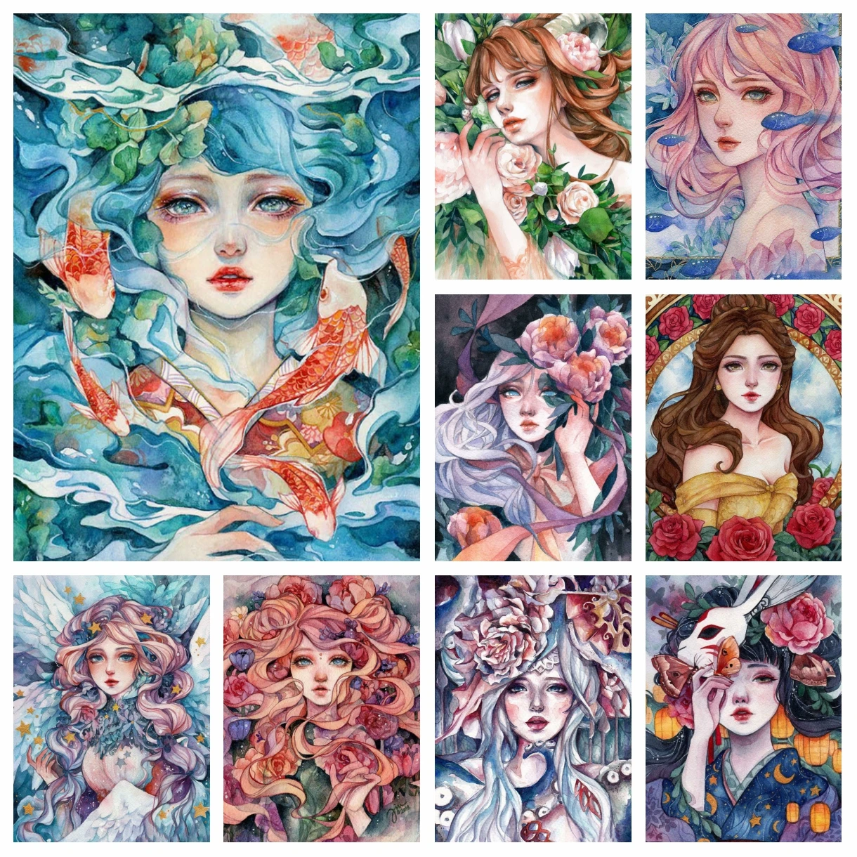 

Cross Stitch Artwork Cartoon Girl Angel Princess Painting Diamond Embroidery Kits Flower Fairy Picture Mosaic Crystal Home Decor