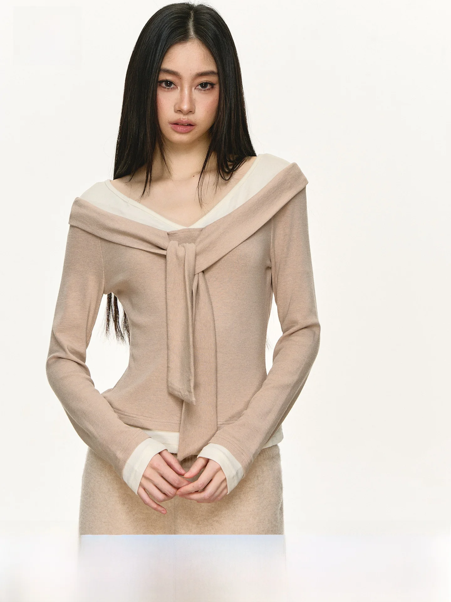 

Женский трикотажный топ Anna Aneae с узором «Блоконы» и узелками, повседневный, облегающий, с длинным рукавом, для осени и зимы