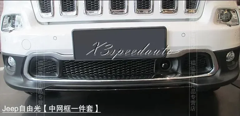 

Стикеры для стайлинга автомобиля, хромированный передний нижний центральный гриль, решетка для Jeep Cherokee 2014 +