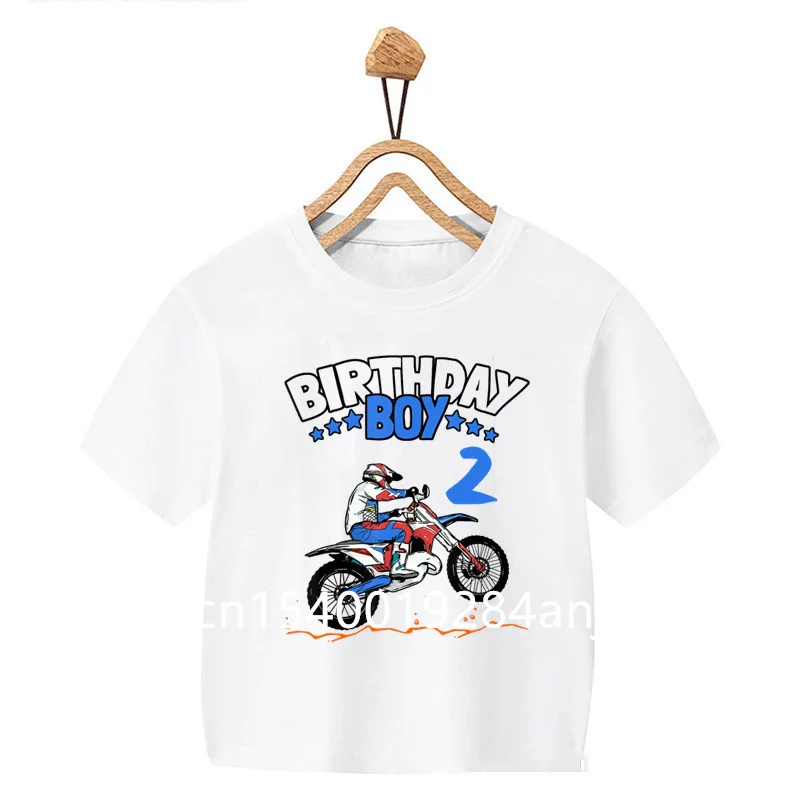 Motocross Motorcycle T Shirt Kids Cool Cartoon Print T Shirt Boy Girls T Shirt Street Teen Clothes Customize Name