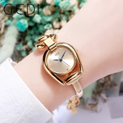 GEDI-Montre-bracelet à quartz JOStrap en acier doré pour femme, montre-bracelet étanche pour femme, petit cadran, diamant, minimaliste, luxe