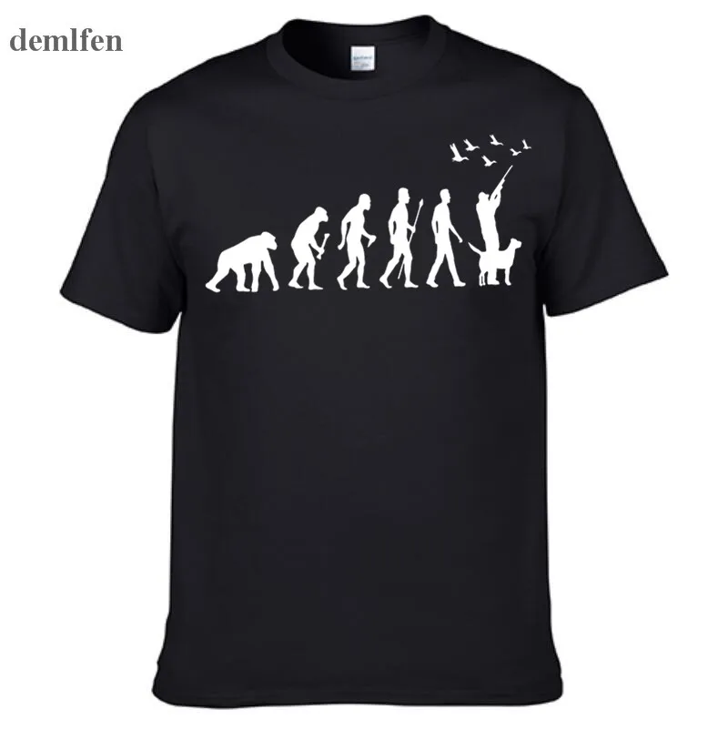 Summer Funny Hunt Evolution Hunter With Dog Duck T-shirt Casual Fitness T Shirt Cotton Tops Tees Oversized Tshirt Men\'s Clothing