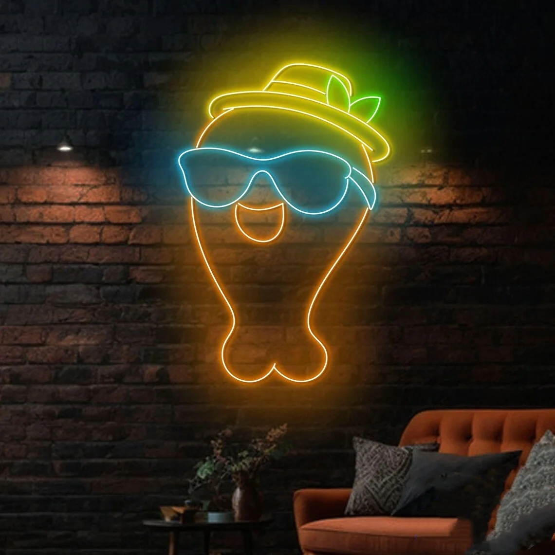 

Chicken Thigh Sunglasses Neon Sign Chicken Leg Led Sign Fried Chicken Neon Light Restaurant Wall Art Home Wall Decor
