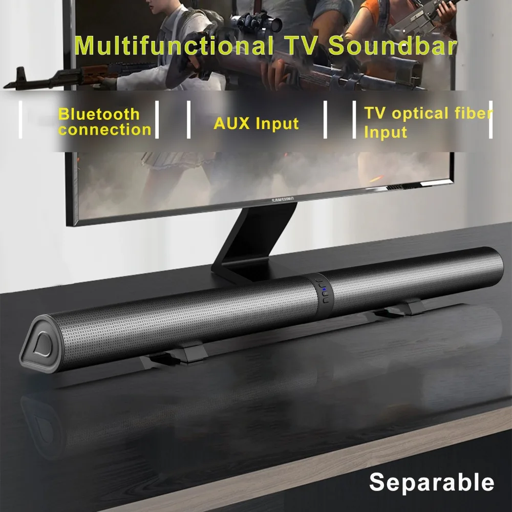 

40W Home Theater Echo Wall TV Soundbar with Subwoofer Wireless Stereo Bluetooth Soundbox Multi-function Separable Audio Speaker