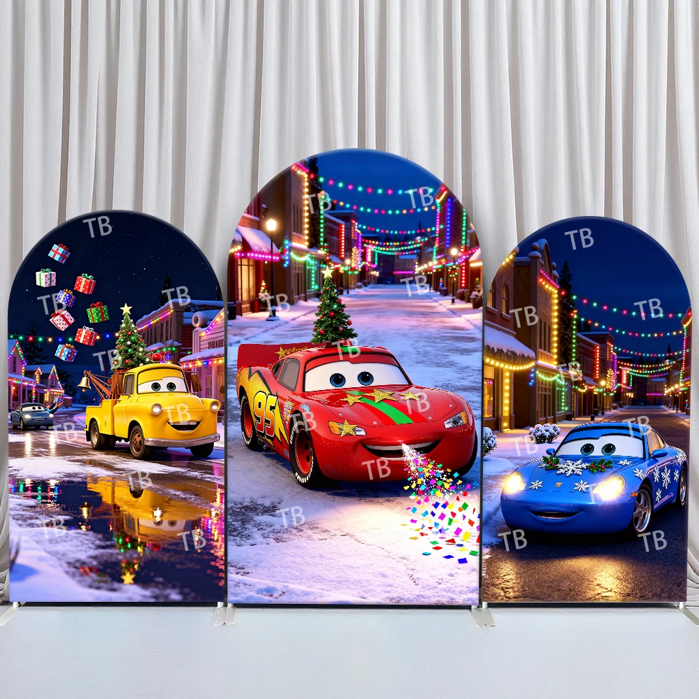 

Disney Pixar Cars Arch Backdrop Cover Birthday & Baby Shower Picnic Flowers Country Grass Theme for Kids Party Photo Booth Decor