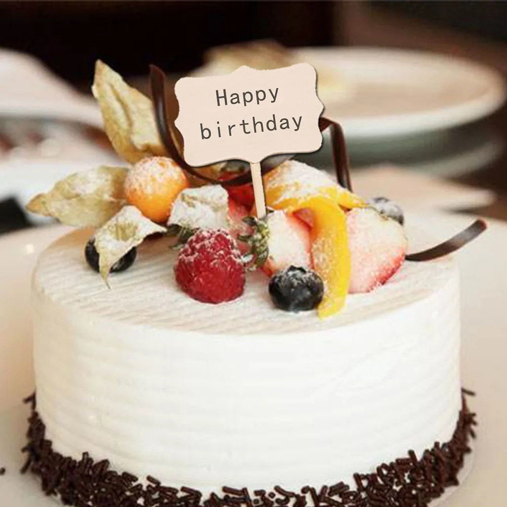 

10 шт. креативные топперы, деревянные вставки для карточек, украшения для торта, портативный бежевый цвет