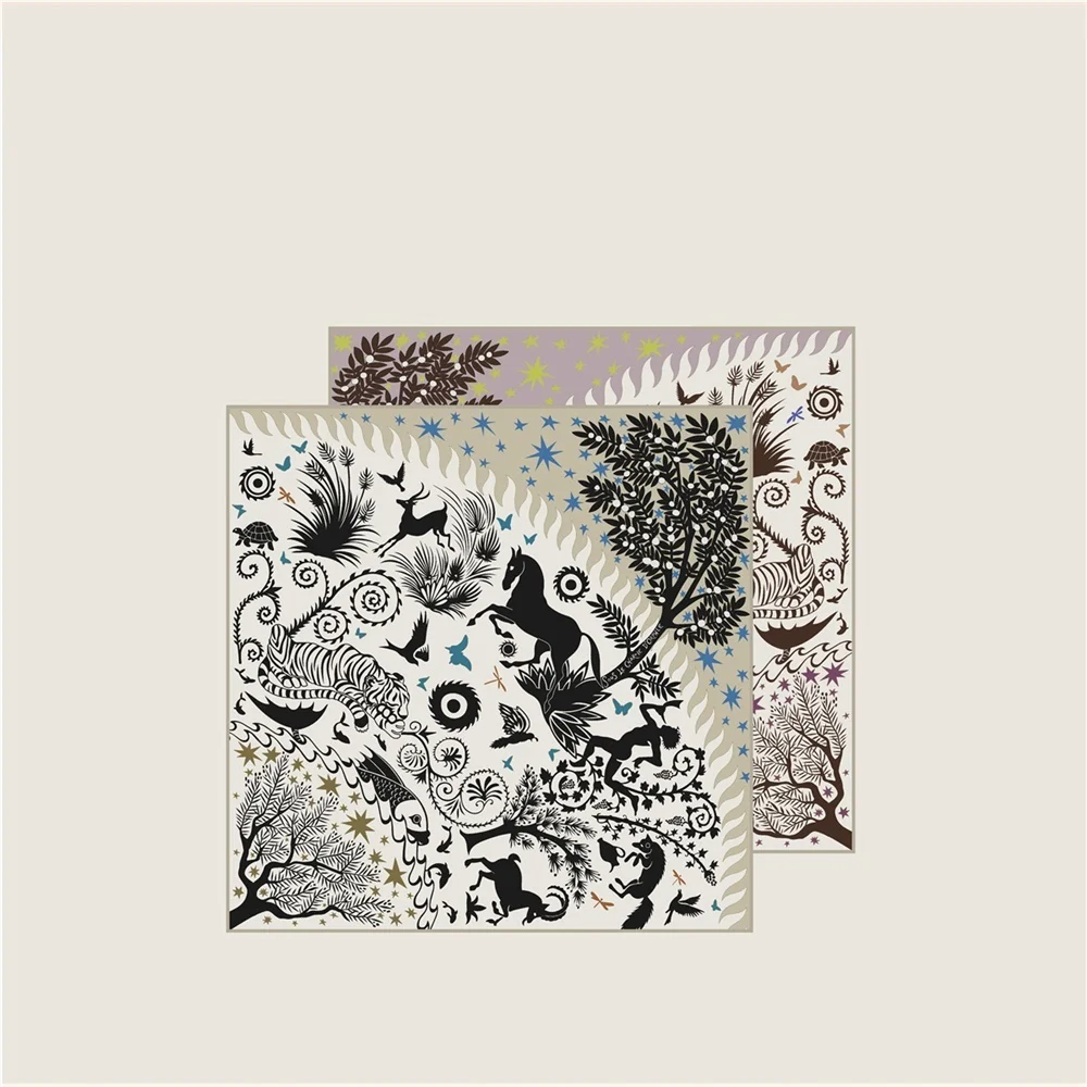 

New Luxury Hand Rolled Twill Silk Scarf Women Double Side Printed Square Scarves Wraps Echarpes Foulards Femme Hijabs 53CM
