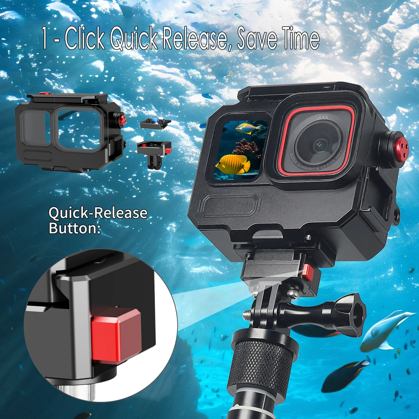 AcePro2 Diving 80M Underwater Protective Case Metal Cage Rig IP68 for Insta360 Ace Pro Housing Cover Quick Release Camera Frame