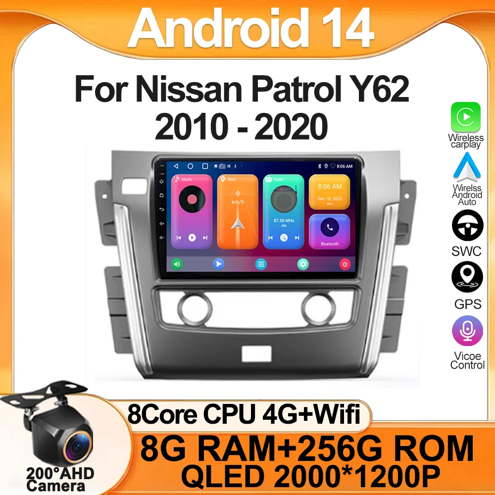 For Nissan Patrol Y62 2010 - 2020 Multimedia Video Player Navigation Stereo Head Android WIFI HDR Screen No 2din dvd wireless