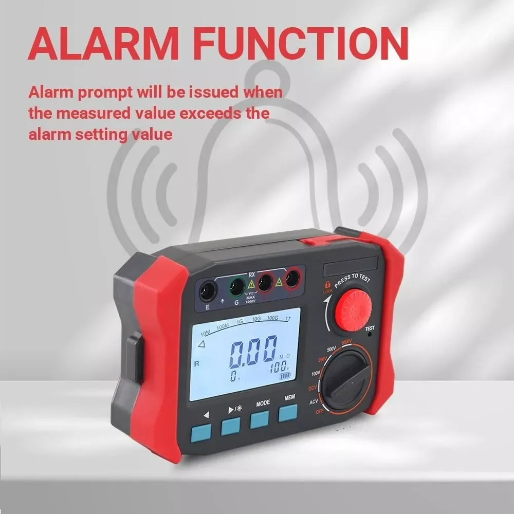 Insulation Resistance Meter Tester Megom Meter with 250-2500V 0.10MΩ-100.0GΩ